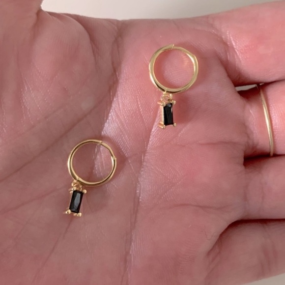 CZ Huggie Earring | 14k Gold Plated - Picture 5 of 5